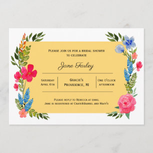 Bordure fleur sauvage avec invitation jaune