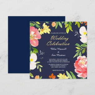 Bordure florale audacieuse sur Faire-part de maria