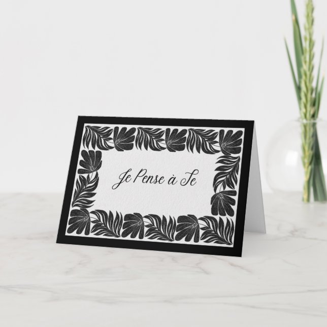 Bordure Florale Je Pense à Toi – Carte is translat (Devant)