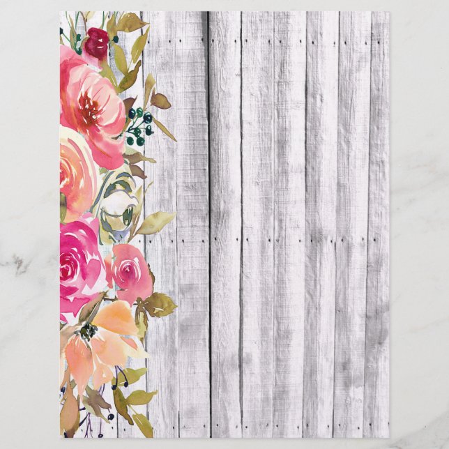 Bordure florale rose sur bois (Devant)