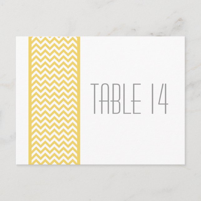 Bordure jaune Chevron Numéro de table Carte postal (Devant)