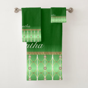 Bordure Motif Émeraude Vert Et Or