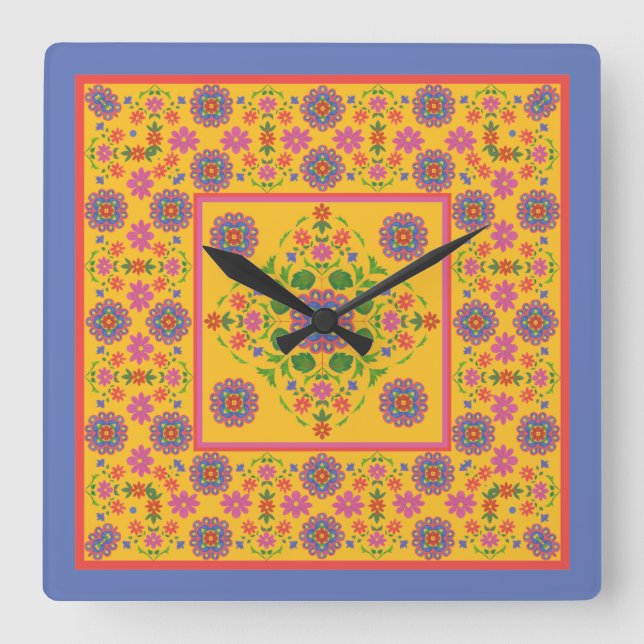 Bordure Motif Florale Rangoli sur horloge murale j (Recto)