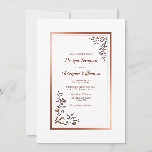 Bordure or simple faire-part de mariage (Devant)