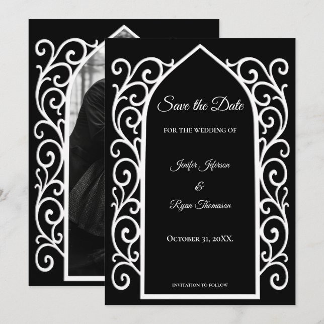 Bordure ornée noire et blanche pour carte de save  (Devant / Derrière)