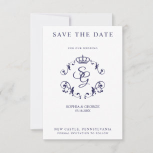 Bordure ornementale bleue avec couronne et initial