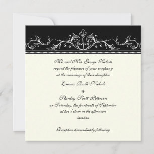Bordure ornementale faire-part de mariage noir bla