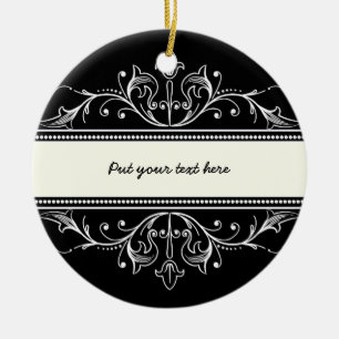 Bordure ornementale noir blanc personnage ornement