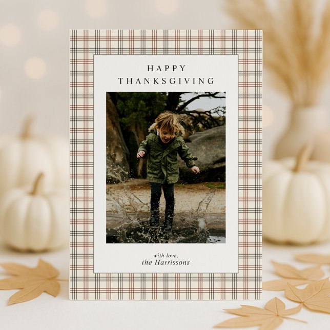 Bordure Plaid moderne Thanksgiving Carte photo (Créateur téléchargé)