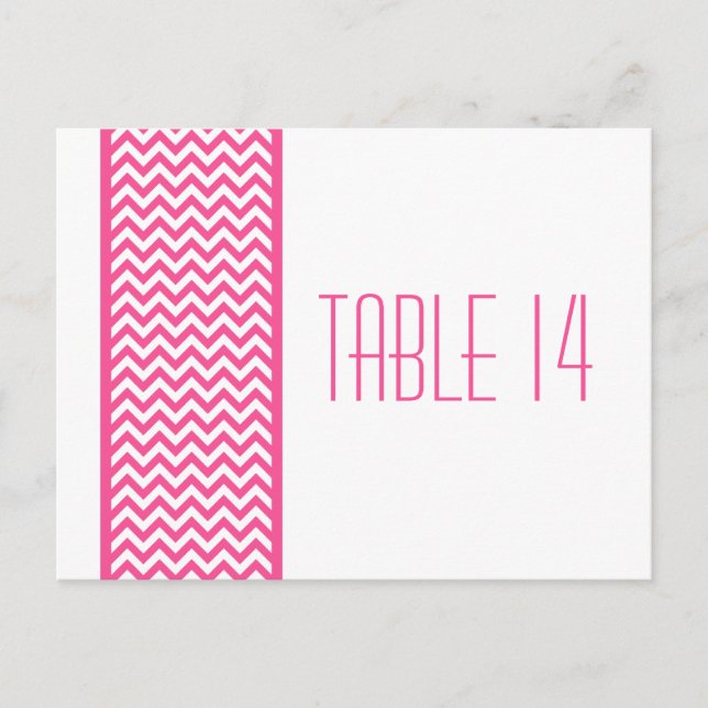 Bordure rose Chevron Numéro de table Carte postale (Devant)