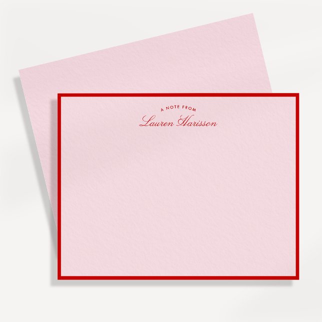 Bordure rose et rouge Carte de papier à lettres mo (Créateur téléchargé)