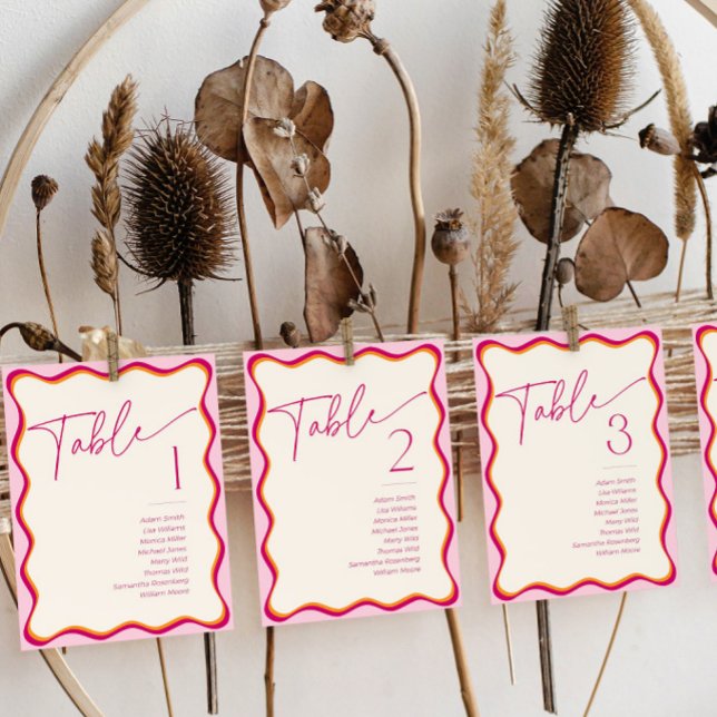 Bordure rose orange vague Nom du siège Cartes de t (Créateur téléchargé)