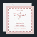 Bordure rose Vague Vingt et un Invitation annivers<br><div class="desc">Conçu pour se coordonner avec notre collection Wavy Border, cette invitation moderne de 21e anniversaire comprend la bordure ondulée tendance et populaire en rose sur arrière - plan blanc. Si vous voulez attirer l'attention de votre client avec une pop de couleur sur votre invitation branchée, cette suite est parfaite pour...</div>