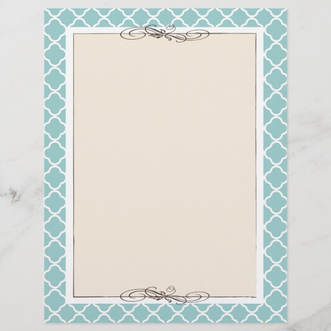 Bordure Tan Chic et Trellis Turquoise PERSONNALISÉ (Devant)