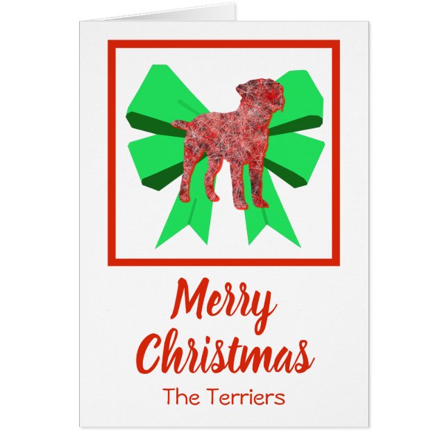 Bordure Terrier mignon chien de Noël et mât vert (Devant)