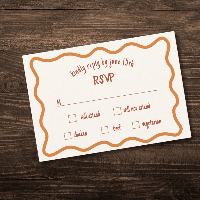 Bordure Wavy Whimsical les années 70 carte RSVP ma (Créateur téléchargé)