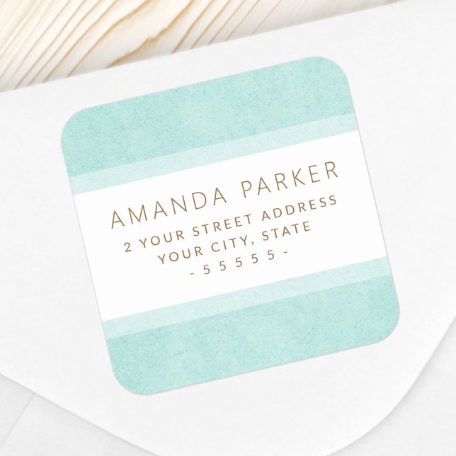 Bordures bleu clair aqua étiquettes d'adresse de r (Créateur téléchargé)