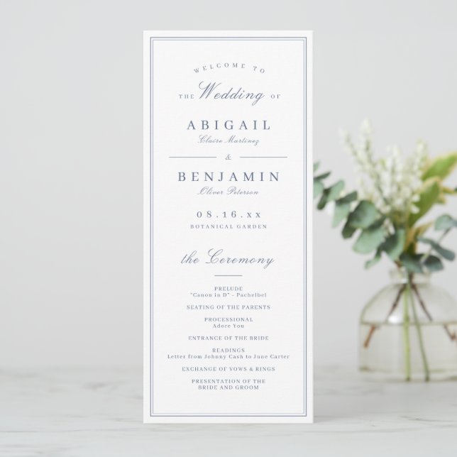 Bordures élégantes programme de mariage minimalist (Debout devant)