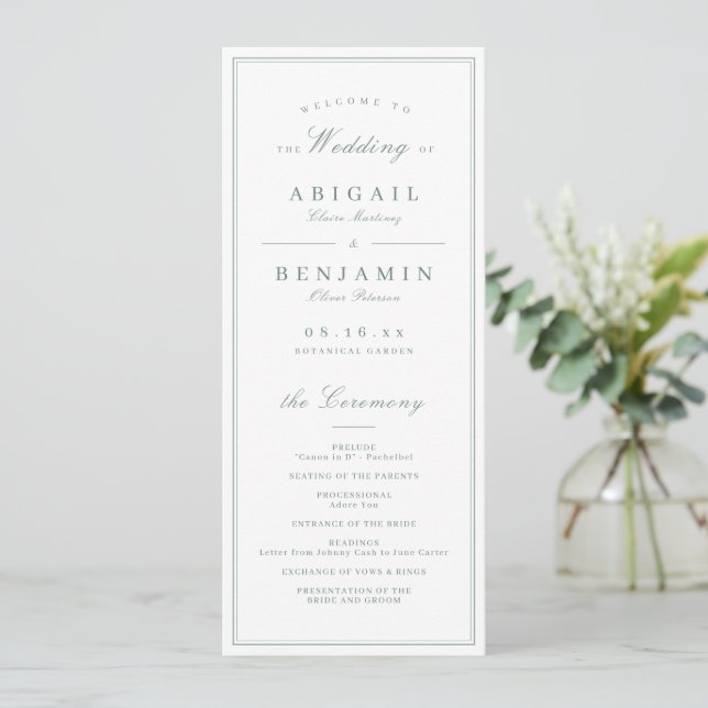 Bordures élégantes programme de mariage minimalist (Debout devant)