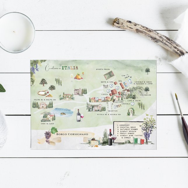 Borgo Corsignano | Invitation Carte Itinéraire (Créateur téléchargé)