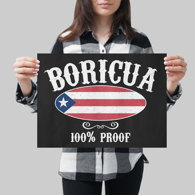 Boricua 100% Porto Rico Poster vintage (puerto rico boricua logo poster)