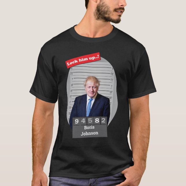 Boris Johnson 🤣 Funny Mugshot Novelty T-Shirt (Devant)