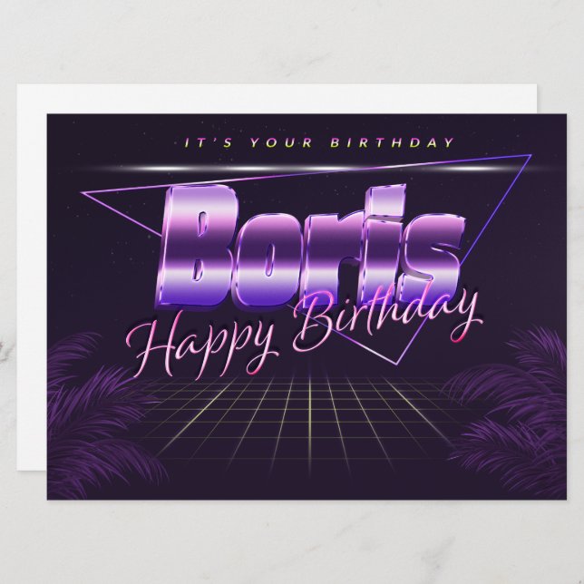 Boris Prénom de l'anniversaire de la carte (Devant / Derrière)