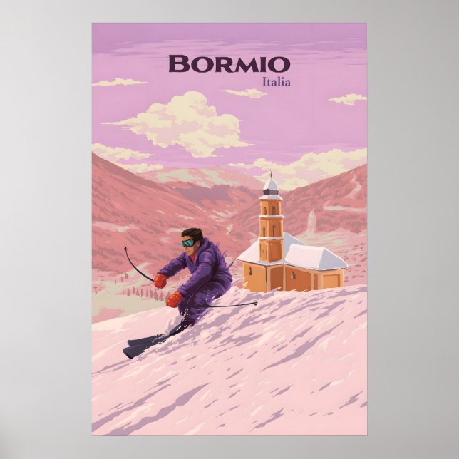 Bormio Ski Resort Travel Poster (Devant)