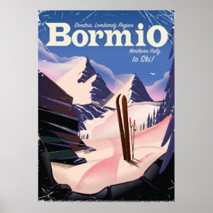 Bormio, Sondrio, région de Lombardie, affiche de s