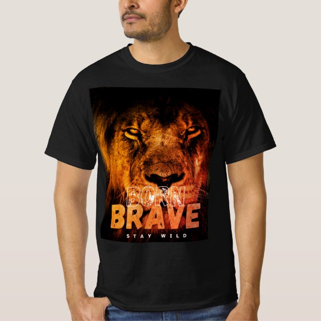 Born Brave Lion T-Shirt Design (Devant)