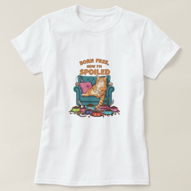 Born Free, Now I’m Spot - Funny Cat T-Shirt (Design devant)
