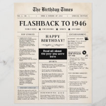 Born in 1946 Mock Newspaper sepia