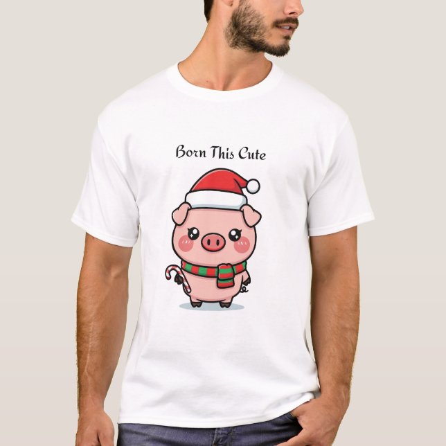 Born This Cute | Cute Mini Pig Graphic T-Shirt (Devant)