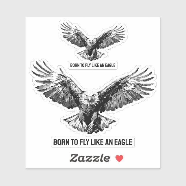 Born to Fly Bald Eagle Custom-Cut Vinyl Sticker (Feuille)
