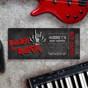 Born to Rock - Boy Baby shower Ticket Invitation