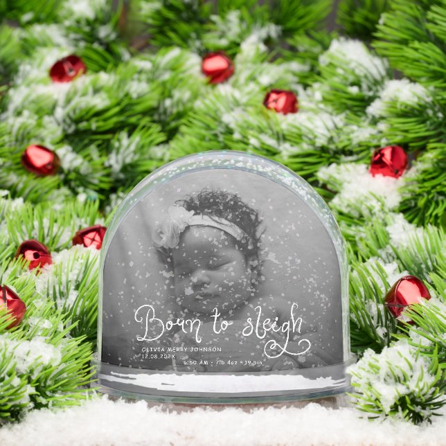 Born to Sleigh Baby Photo Birth Stats Christmas (Noël)