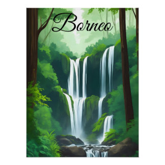 Borneo Indonesia Malaysia Rainforest Travel Poster