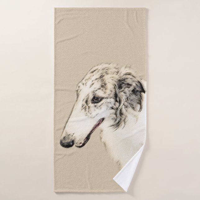 Borzoi (Argent Brindle) Peinture Chien Art origina (Serviette de bain)