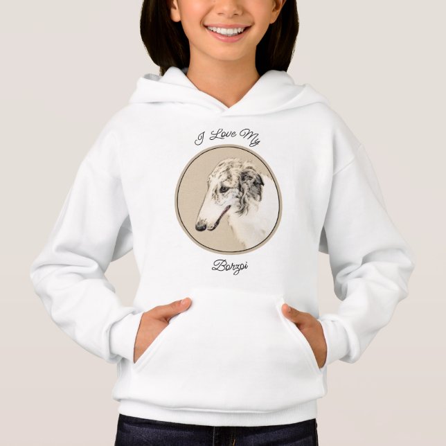 Borzoi (Argent Brindle) Peinture Chien Art origina (Devant)