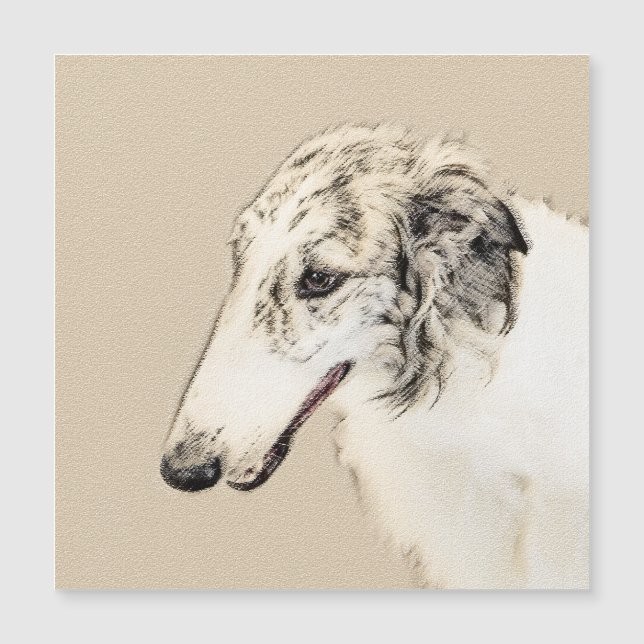 Borzoi (Argent Brindle) Peinture Chien Art origina (Devant)