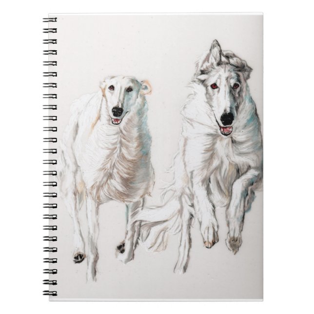 Borzoi Running russe Wolfhound Dog Carnet d'art (Devant)
