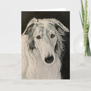 Borzoi Russe Wolfhound Dog carte de portrait
