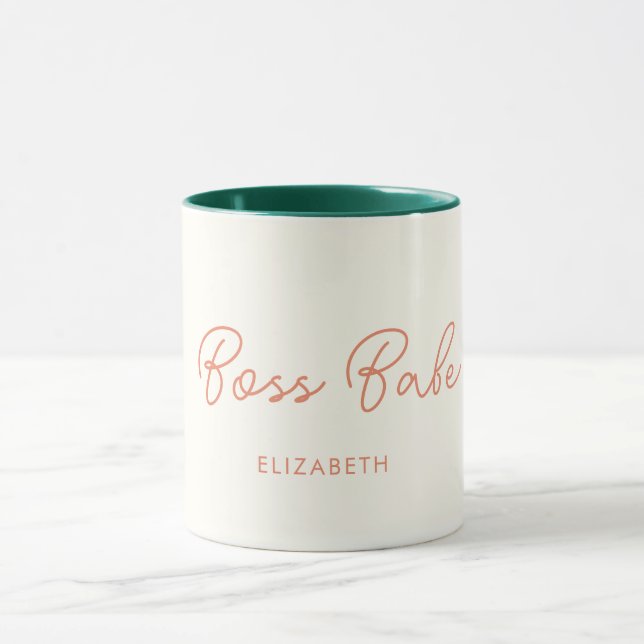 Boss Babe Retro nom Customisé Café Mug (Centre)