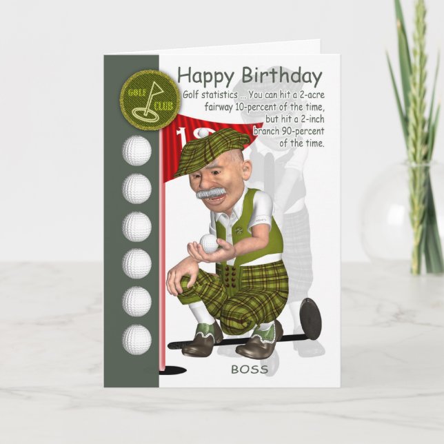 Boss Golfer Carte de voeux Anniversaire Avec Humou (Devant)
