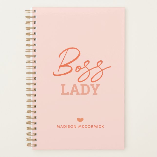 Boss Lady Moderne Rose Orange Script Personnalisé (Devant)