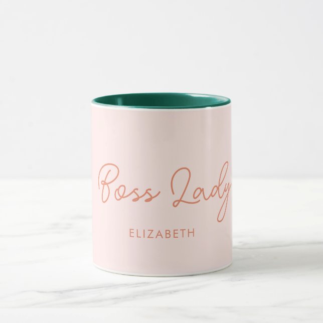 Boss Lady Retro Nom Customisé Café Mug (Centre)