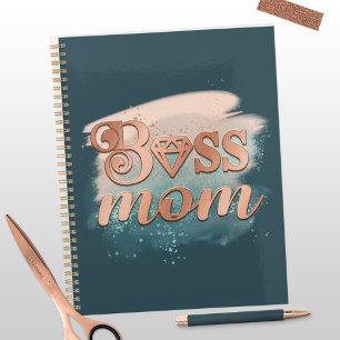 Boss Mom Tendance Cuivre Turquoise Aquarelle Typog