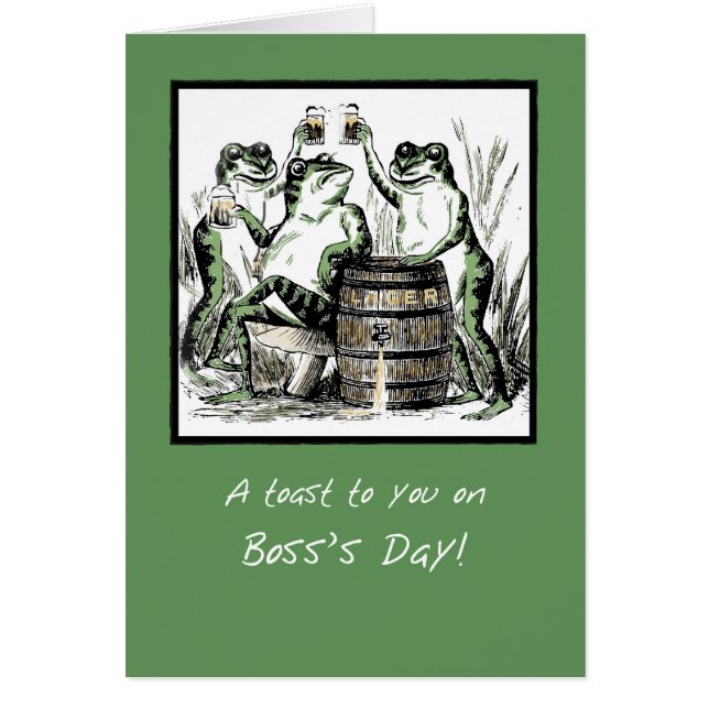 Boss’s Day Funny Frogs Toasting with Beer (Devant)