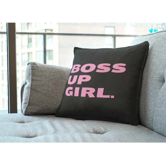 Boss up Girl Throw Oreiller - Noir (Créateur téléchargé)