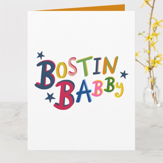 BOSTIN BABBY Black Pays Mots Nouvelle Carte Bébé (Fleur jaune)